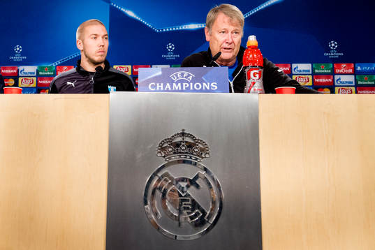 Malmö FFs Anton Tinnerholm och tränare Åge Hareide