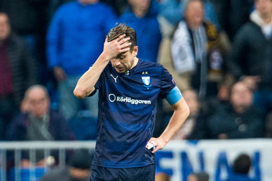 Malmö FFs Kari Arnarson deppar
