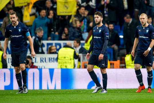Malmö FFs Kari Arnarson, Erdal Rakip och Anton Tinnerholm