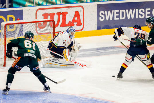 Djurgårdens målvakt Mantas Armalis och Matt Anderson och