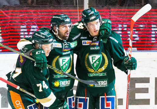 Färjestads Rasmus Asplund, Milan Gulas och Joakim Nygård