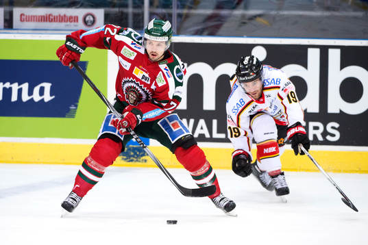 Frölundas Patrik Carlsson och Luleås Jacob Lagace