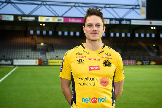 Nyförvärvet Jörgen Horn poserar på Borås arena