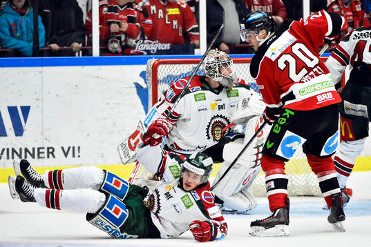 Frölundas Artturi Lehkonen och Malmö Redhawks Henrik Hetta