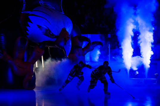 Malmö Redhawks spelare kommer ut på isen innan