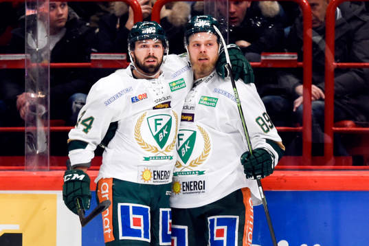 Färjestads Antti Tyrvainen och Milan Gulas
