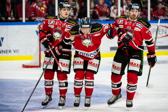 Malmö Redhawks Mattias Persson (m) skadas och får hjälp