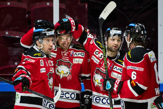 Malmö Redhawks Erik Andersson, Eric Himelfarb och Stefan