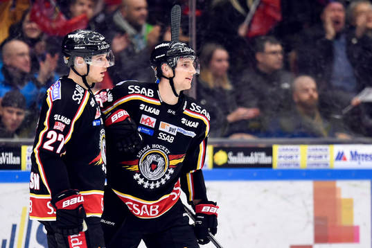 Luleås Brendan Mikkelson och Anton Hedman jublar