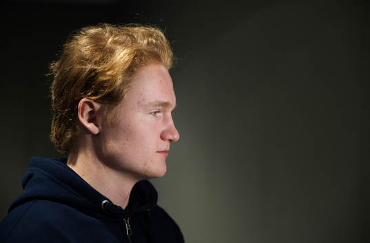 Sveriges Carl Grundström i samband med en pressträff