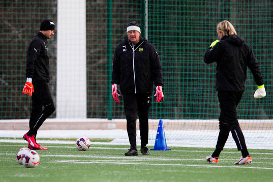 Hammarbys målvakt Tim Markström, målvaktstränare Mikael