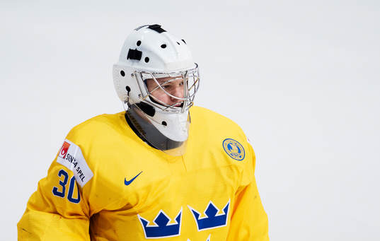 Sveriges målvakt Linus Söderström på uppvärmningen