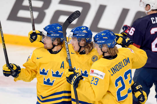 Sveriges Axel Holmström, William Lagesson och Oskar