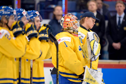 Sveriges målvakt Felix Sandström och målvakt Linus