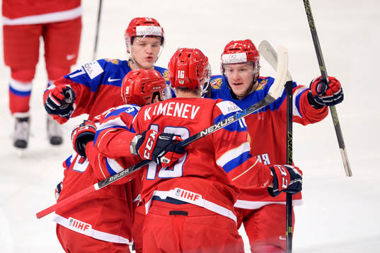 Rysslands Kirill Kaprizov, Ivan Provorov, Vladislav Kamenev