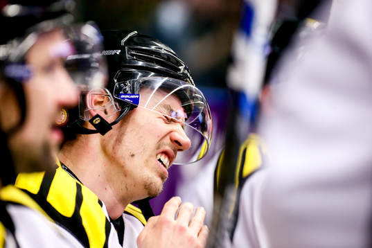 Brynäs Anton Rödin grinar illa
