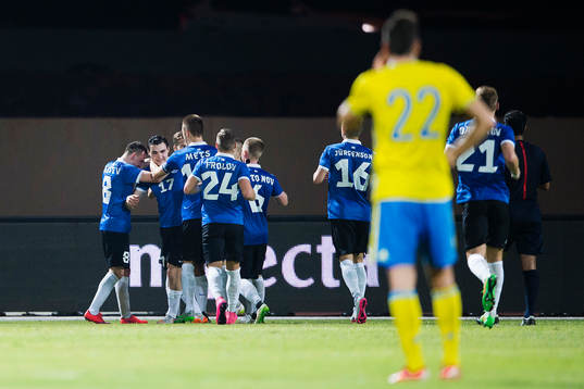 Estlands spelare jublar