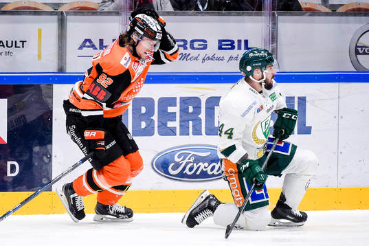 Karlskronas Jesper Olofsson och Färjestads Milan Gulas