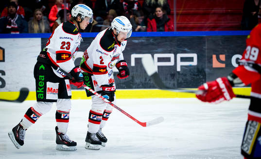 Malmö Redhawks Erik Andersson åker av isen skadad