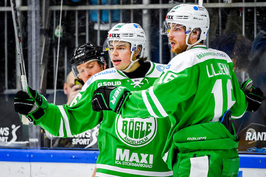 Rögles Filip Karlsson och Christopher Liljewall jublar