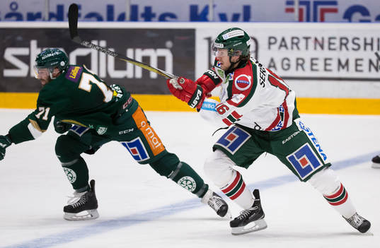 Frölundas Anton Axelsson och Färjestads Travis