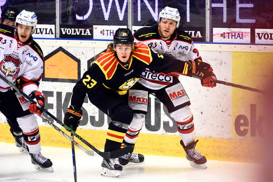 Brynäs Lucas Carlsson och Malmö Redhawks Frederik Storm