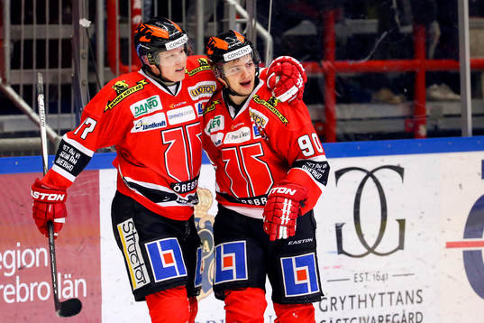 Örebros Libor Hudacek och Daniel Viksten jublar