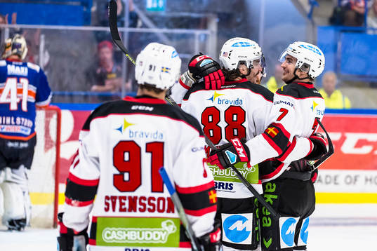Malmö Redhawks Peter Mueller och Nils Andersson jublar