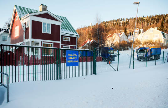 Snö täcker hela GIF Sundsvalls hemmaarena Norrporten Arena