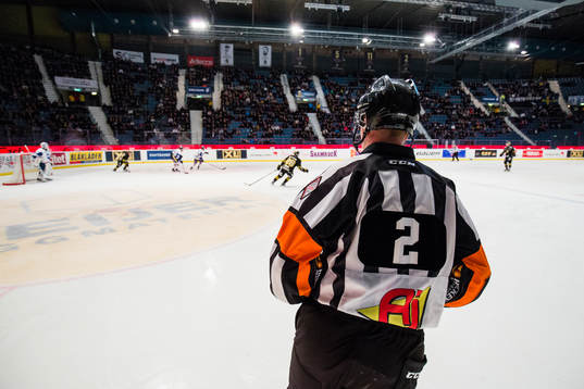 Domare Daniel Winge följer spelet