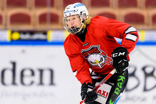 Malmö Redhawks Marcus Sylvegård på uppvärmning