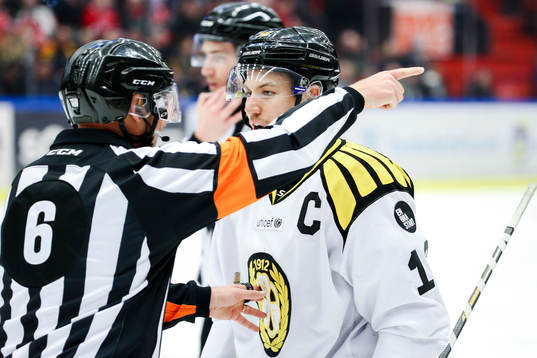 Domare Sören Persson och Brynäs Anton Rödin