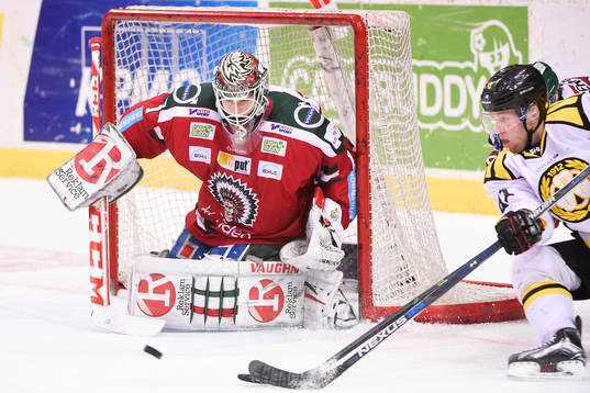 Frölundas målvakt Lars Johansson och Brynäs Greg Scott