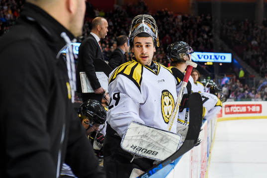 Brynäs målvakt Bernhard Starkbaum i båset