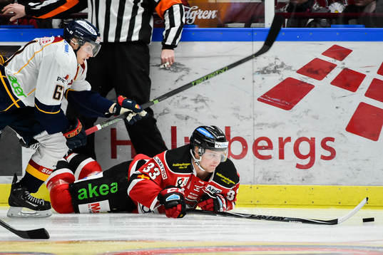 Djurgårdens Markus Ljungh och Malmö Redhawks Oliver Bohm