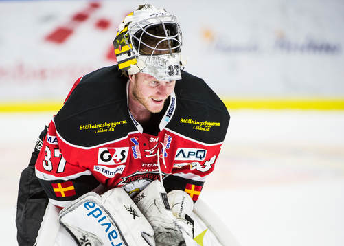 Malmö Redhawks målvakt Jonas Gunnarsson deppar