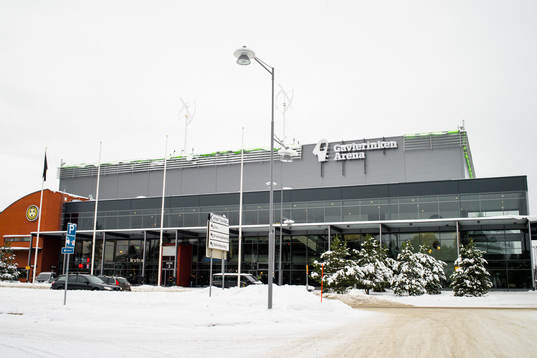 Exteriörbild på Gavlerinken Arena före ishockeymatchen i