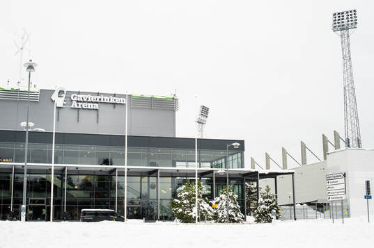 Exteriörbild på Gavlerinken Arena före ishockeymatchen i