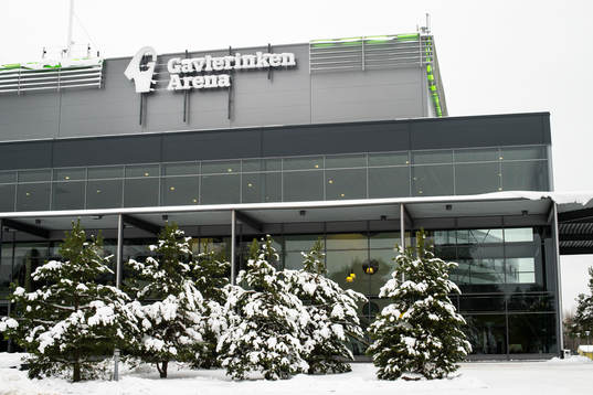 Exteriörbild på Gavlerinken Arena före ishockeymatchen i