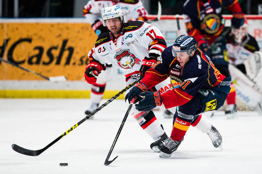 Malmö Redhawks Adam Burish i kamp om pucken med