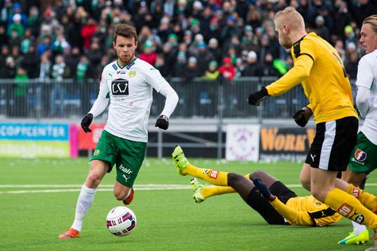 Hammarbys Måns Söderqvist med bollen