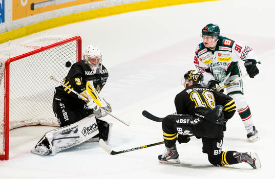 s målvakt Gustaf Lindvall räddar ett skott av Tingsryds