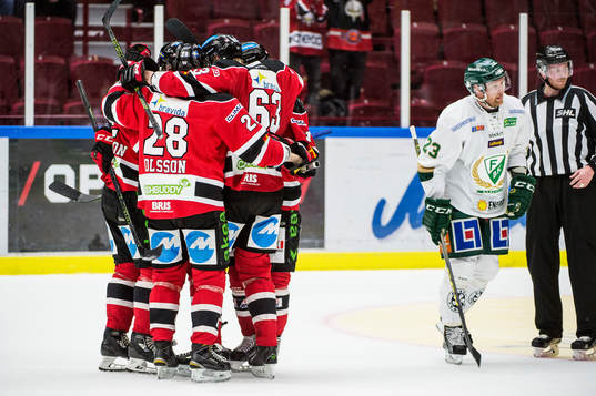 Malmö Redhawks Andreas Thuresson jublar åt 2-2 med Jens