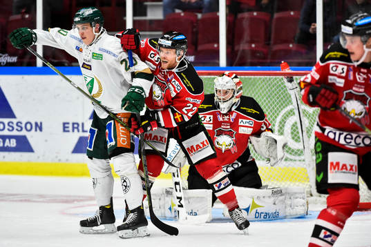 Färjestads Joel Eriksson Ek och Malmö Redhawks Jeremias