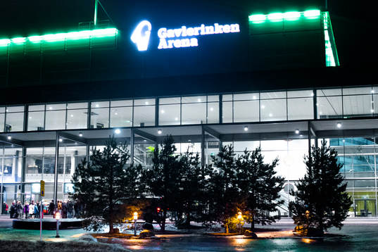 Exteriörbild på Gavlerinken Arena före ishockeymatchen i