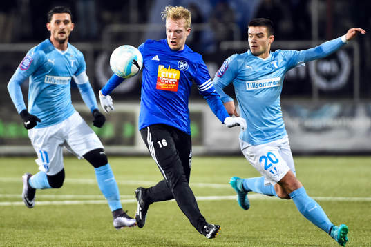 Fremad Amagers Kristian Karsum och Malmös Agon Mehmeti och