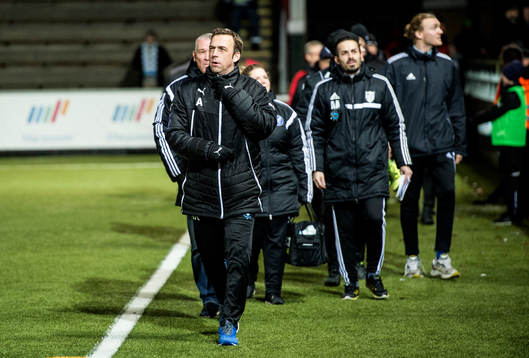 Malmös tränaren Allan Kuhn innan träningsmatchen i