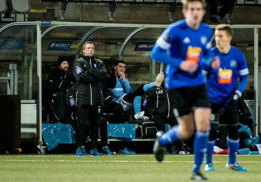 Malmös tränaren Allan Kuhn och spelarna målvakt Johan