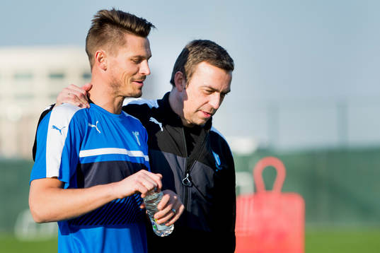 Malmö FFs Markus Rosenberg och tränaren Allan Kuhn