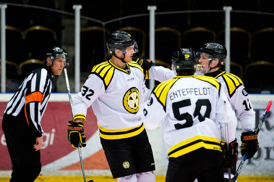 Brynäs Nick Johnson, Sebastian Enterfeldt och Petr Vrana